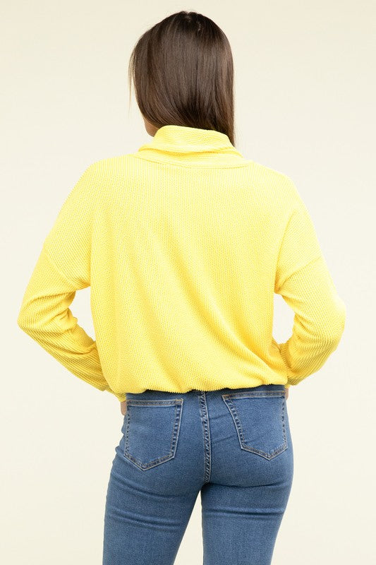 Textured Line Elastic Waist Pullover Top - 1985 the VAULT Boutique