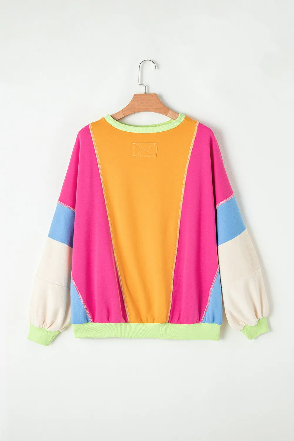 Color Block Round Neck Long Sleeve Top - 1985 the VAULT Boutique