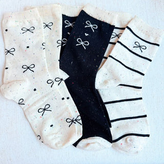 Unique Mix Of Bow Socks Set Of 3 - 1985 the VAULT Boutique