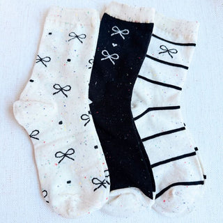 Unique Mix Of Bow Socks Set Of 3 - 1985 the VAULT Boutique