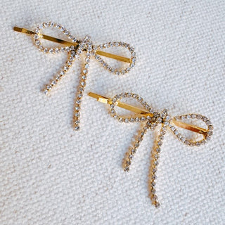 Adorable Sparkle Bow Bobby Pin Set Of 2 - 1985 the VAULT Boutique