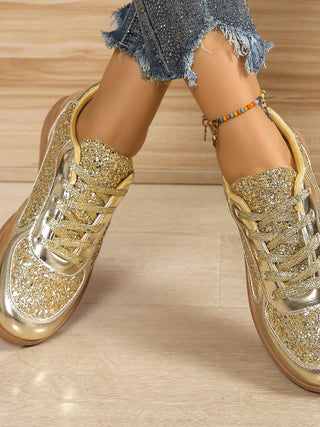 Sequin PU Leather Flat Sneakers - 1985 the VAULT Boutique