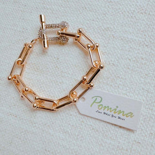 Paved Toggle U Chain Link Bracelet - 1985 the VAULT Boutique