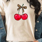 Cute Leopard Bow Cherry Graphic Tee - 1985 the VAULT Boutique