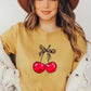 Cute Leopard Bow Cherry Graphic Tee - 1985 the VAULT Boutique