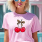 Cute Leopard Bow Cherry Graphic Tee - 1985 the VAULT Boutique