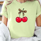 Cute Leopard Bow Cherry Graphic Tee - 1985 the VAULT Boutique