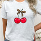 Cute Leopard Bow Cherry Graphic Tee - 1985 the VAULT Boutique