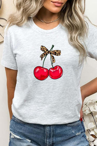 Cute Leopard Bow Cherry Graphic Tee - 1985 the VAULT Boutique