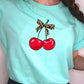 Cute Leopard Bow Cherry Graphic Tee - 1985 the VAULT Boutique