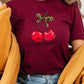 Cute Leopard Bow Cherry Graphic Tee - 1985 the VAULT Boutique