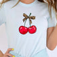 Cute Leopard Bow Cherry Graphic Tee - 1985 the VAULT Boutique