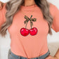 Cute Leopard Bow Cherry Graphic Tee - 1985 the VAULT Boutique