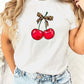 Cute Leopard Bow Cherry Graphic Tee - 1985 the VAULT Boutique