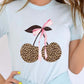 Leopard Cherry Bow Graphic Tee - 1985 the VAULT Boutique