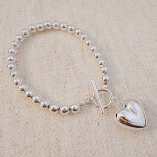 Ball Beads Dangle Heart Toggle Bracelet - 1985 the VAULT Boutique