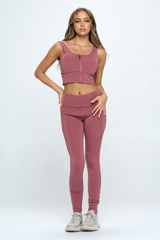 Zip Up Crop Sports Tank Top Set - 1985 the VAULT Boutique