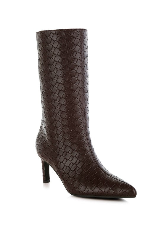 Mentha Woven Faux Leather Boots - 1985 the VAULT Boutique