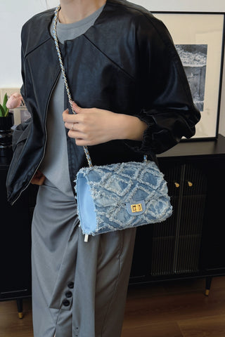 Raw Hem Denim Crossbody Bag - 1985 the VAULT Boutique