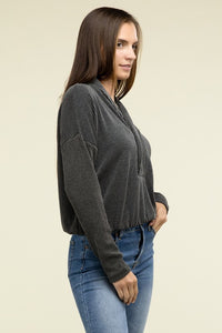 Textured Line Elastic Waist Pullover Top - 1985 the VAULT Boutique