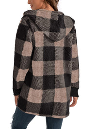 Plaid Long Sleeve Hooded Coat - 1985 the VAULT Boutique