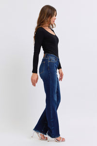 Judy Blue Full Size Raw Hem Straight Leg Jeans - 1985 the VAULT Boutique