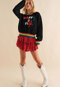 MERRY & BRIGHT Ribbed Round Neck Sweater - 1985 the VAULT Boutique