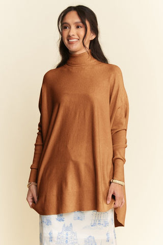 Davi & Dani High-Low Turtleneck Long Sleeve Knit Top - 1985 the VAULT Boutique