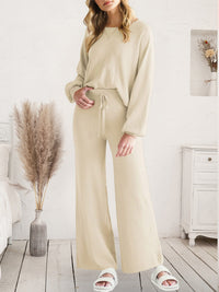 Long Sleeve Lounge Top and Drawstring Pants Set - 1985 the VAULT Boutique