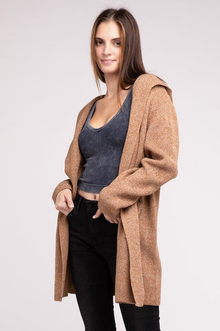 Hooded Open Front Sweater Cardigan - 1985 the VAULT Boutique