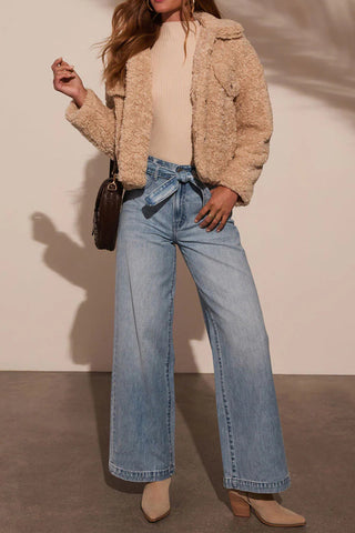 Tied Wide Leg Jeans with Pockets - 1985 the VAULT Boutique