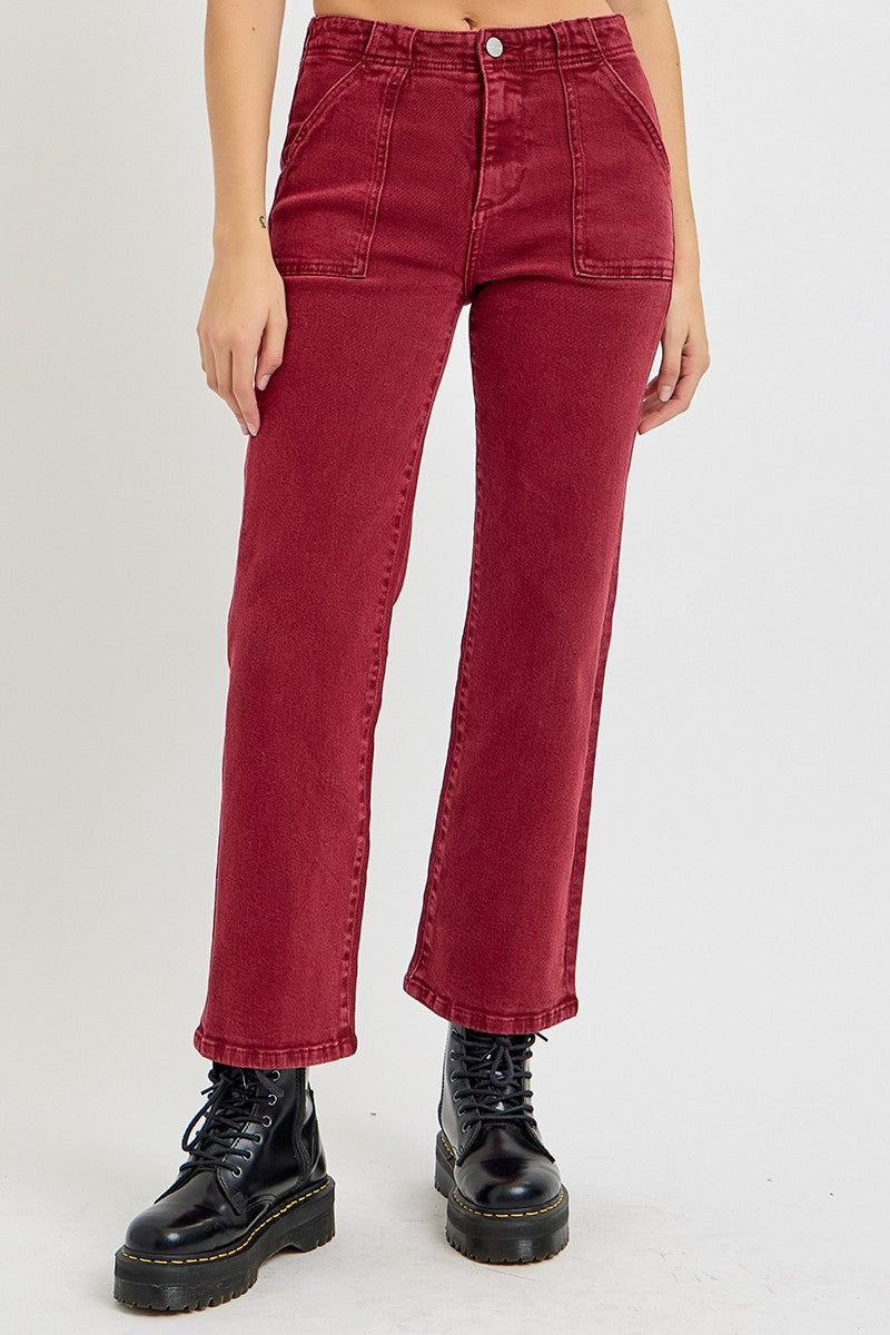 RISEN Full Size High Rise Straight Jeans with Patch Pockets - 1985 the VAULT Boutique