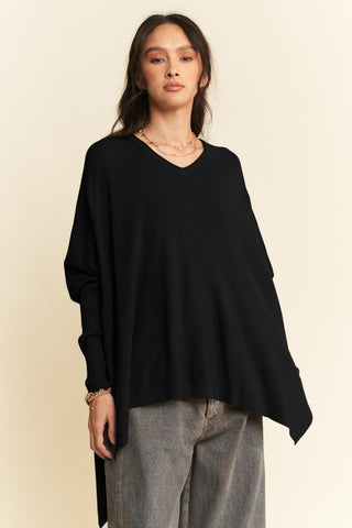 Davi & Dani High-Low Side Slit Batwing Sleeve Top - 1985 the VAULT Boutique