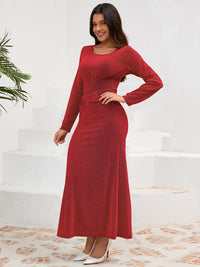 Ruched Round Neck Long Sleeve Dress - 1985 the VAULT Boutique