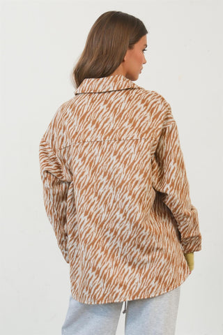 HYFVE Zebra Print Snap Down Long Sleeve Shacket - 1985 the VAULT Boutique