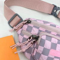 Checkered Adjustable Strap Nylon Crossbody Bag - 1985 the VAULT Boutique