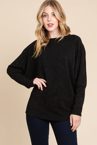 BOMBOM Drop Shoulder Long Sleeve Knit Top - 1985 the VAULT Boutique