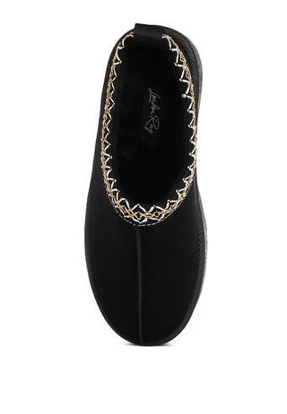 Struter Embroidered Platform Fur Classic Slip-On - 1985 the VAULT Boutique