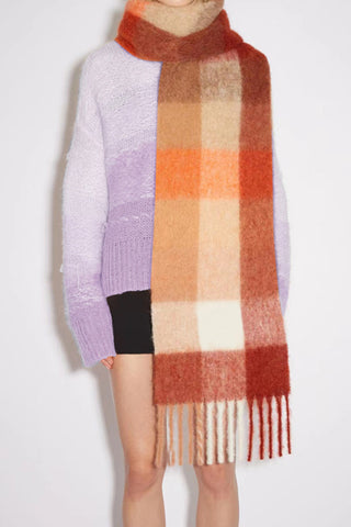 Thermal Fringe Contrast Plaid Scarf - 1985 the VAULT Boutique