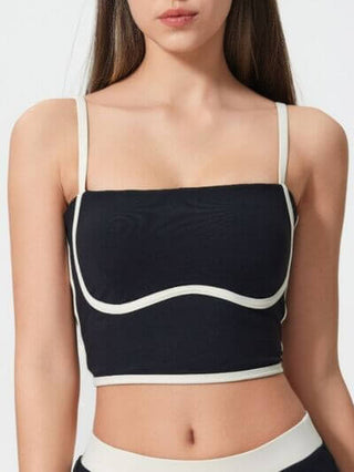 Millennia Contrast Trim Square Neck Active Cami with Detachable Chest Pads - 1985 the VAULT Boutique