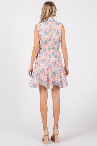 GeeGee Full Size Floral Eyelet Sleeveless Mini Dress - 1985 the VAULT Boutique