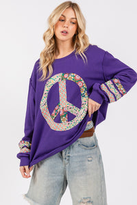 SAGE+FIG Peace Applique Patch Long Sleeve Top - 1985 the VAULT Boutique