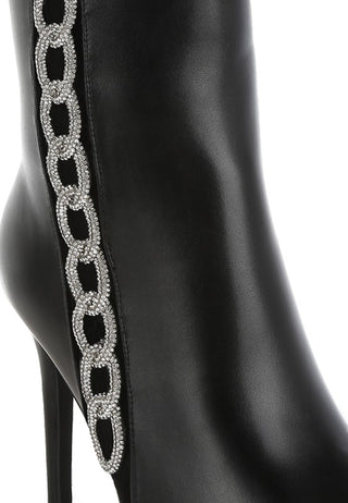 Kalina Rhinestones Chain Detail Boots - 1985 the VAULT Boutique