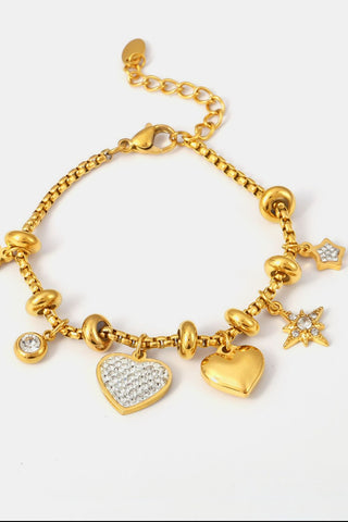 Titanium Steel Inland Zircon Heart Charm Bracelet - 1985 the VAULT Boutique