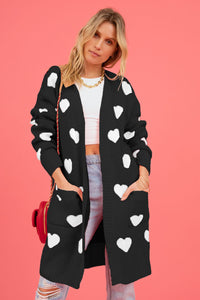 Heart Graphic Open Front Cardigan with Pockets - 1985 the VAULT Boutique