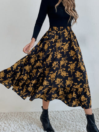 Printed Elastic Waist Midi Skirt - 1985 the VAULT Boutique