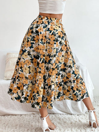 Printed Elastic Waist Midi Skirt - 1985 the VAULT Boutique