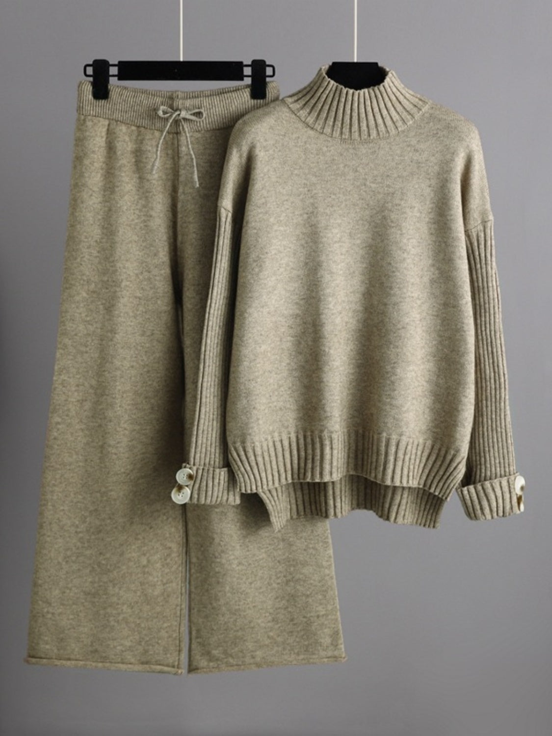 Basic Bae High- Low Turtleneck Long Sleeve Top and Pants Sweater Set - 1985 the VAULT Boutique