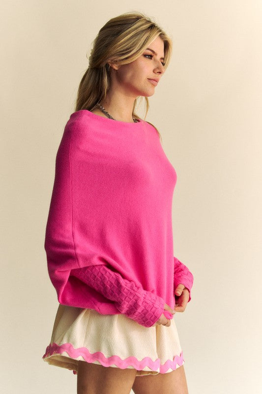 Davi & Dani Solid Color Batwing Sleeve Sweater - 1985 the VAULT Boutique