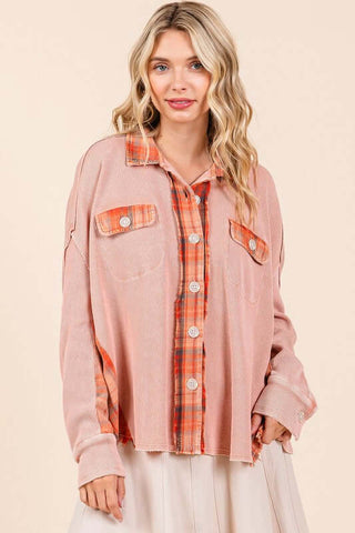 Mittoshop Mineral Washed Plaid Button Down Shacket - 1985 the VAULT Boutique